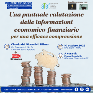 AIEF ottobre 2022 Informazioni economiche finanziarie quadrato 300x300 - Ottobre mese dell'Educazione Finanziaria. Webinar gratuito sulle fonti giornalistiche