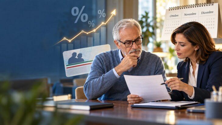Pensionato e consulente esaminano un contratto di prestito con cessione del quinto